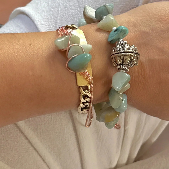 Larimar chunky rose gold adjustable rope chain bracelet/one size fits all - Picture 2 of 7